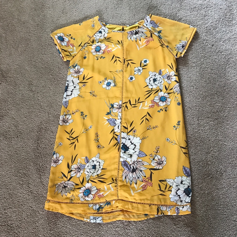 Yellow Floral Shift Dress